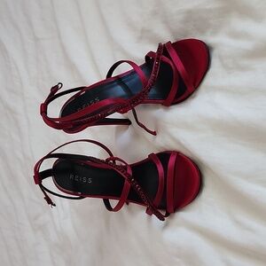 REISS Pomegranate Strappy Rhinestone Heels